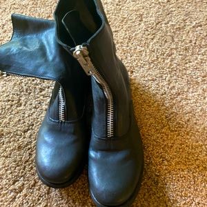 Jeffrey Campbell black leather booties w zipper